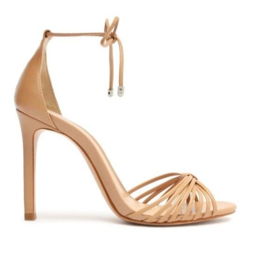 NEW Schutz Dive Nappa Leather Heeled Sandal 9 Honey Beige Tan